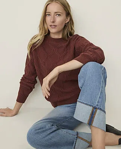 Ann Taylor Weekend Cable Sweater In Spiced Walnut