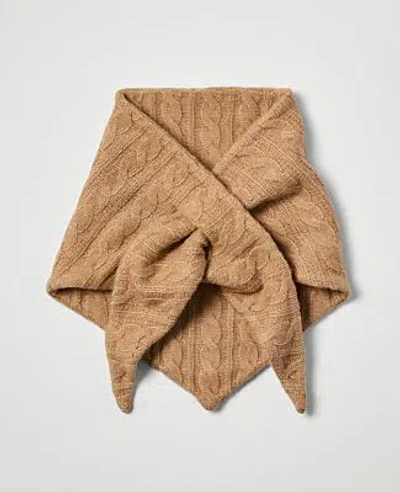 Ann Taylor Weekend Cable Triangle Scarf In Straw Brown