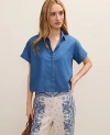 Ann Taylor Weekend Chambray Button Down Shirt In Blue
