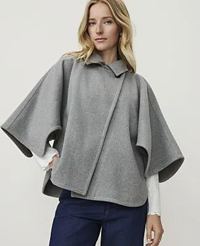Ann Taylor Weekend Collared Poncho In Dark Heather Grey