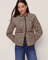 Ann Taylor Weekend Collection Animal Print Quilted Jacket In Brown