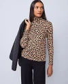 Ann Taylor Weekend Collection Animal Print Turtleneck Top In Brown