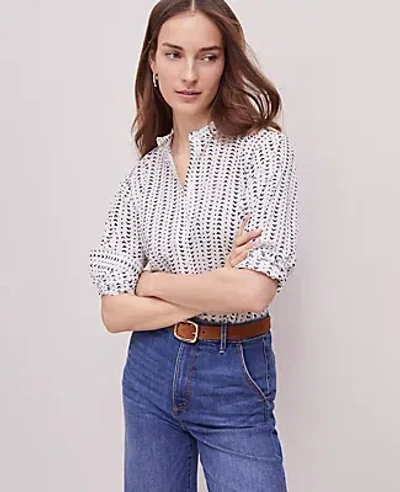 Ann Taylor Petite Weekend Collection Batik Shirt In Winter White