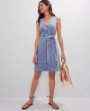 Ann Taylor The Weekend Collection Petite Belted Flare Denim Dress