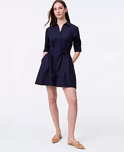 Ann Taylor Weekend Collection Belted Mini Shirtdress In Black