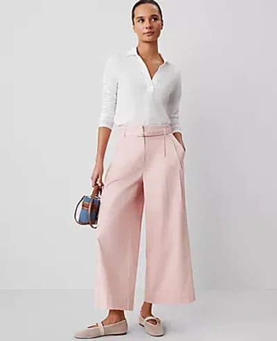 Ann Taylor Weekend Collection Belted Wide-leg Ankle Pant In Berry Mousse