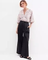 Ann Taylor Petite Weekend Collection Belted Wide-leg Ankle Pant In Black