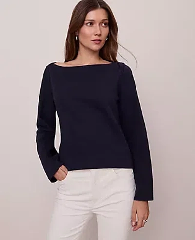 Ann Taylor Weekend Collection Boat Neck Top In Black
