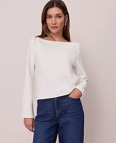 Ann Taylor Weekend Collection Boat Neck Top In White