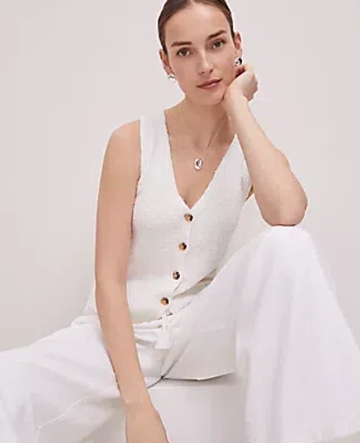Ann Taylor Weekend Collection Bouclé Sweater Vest In Winter White
