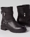 Ann Taylor Weekend Collection Buckle Leather Bootie In Black