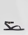 Ann Taylor Weekend Collection Buckled Ankle Strap Leather Sandals In Black