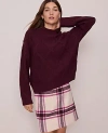 Ann Taylor Weekend Collection Cable Sweater In Burgundy