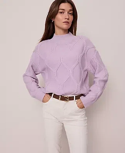 Ann Taylor Weekend Collection Cable Sweater In Purple