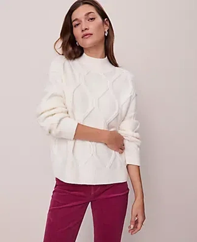 Ann Taylor Weekend Collection Cable Sweater In White