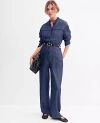 Ann Taylor Weekend Collection Chambray Stand Collar Jumpsuit In Indigo Wash