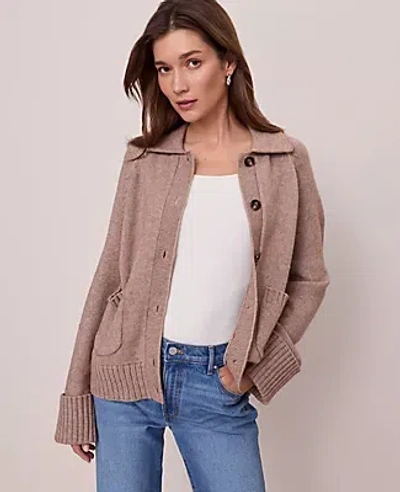 Ann Taylor Weekend Collection Collared Cardigan In Brown
