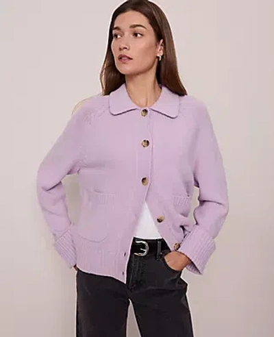 Ann Taylor Weekend Collection Collared Cardigan In Purple
