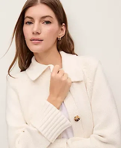 Ann Taylor Weekend Collection Collared Cardigan In White