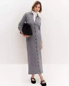 Ann Taylor Weekend Collection Collared Sweater Dress In Medium Heather Grey