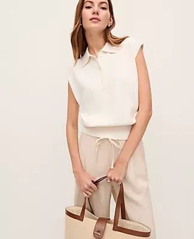 Ann Taylor Weekend Collection Collared Sweater Vest In White