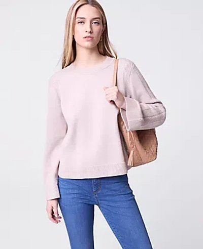 Ann Taylor Weekend Collection Contrast Stitch Sweater In Pink
