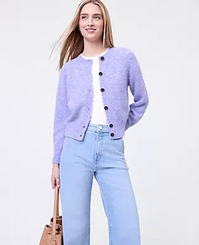 Ann Taylor Weekend Collection Cozy Crew Neck Cardigan In Blue