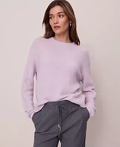 Ann Taylor Weekend Collection Cozy Crew Neck Sweater In Purple