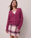 Ann Taylor Weekend Collection Cozy Ribbed Cardigan In Pink