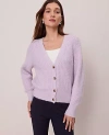 Ann Taylor Weekend Collection Cozy Ribbed Cardigan In Purple