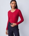 Ann Taylor Weekend Collection Crew Neck Cardigan In Red