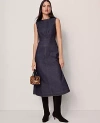 Ann Taylor Weekend Collection Crew Neck Flare Midi Dress In Purple