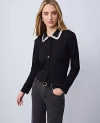Ann Taylor Weekend Collection Crochet Trim Knit Jacket In Black