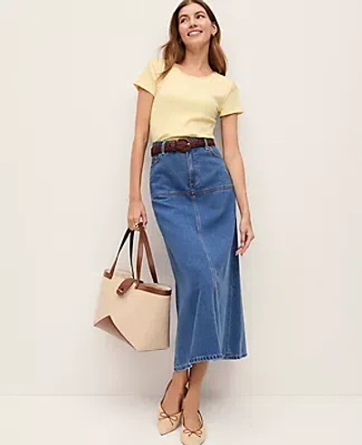 Ann Taylor Weekend Collection Denim Midi Skirt In Gray