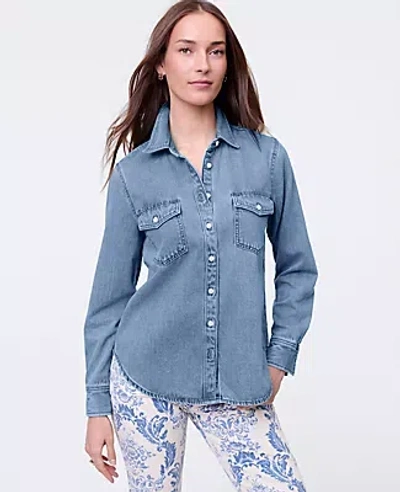 Ann Taylor Weekend Collection Denim Pocket Shirt In Multi