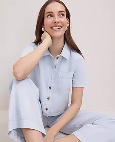 Ann Taylor Weekend Collection Denim Shirt In Washed Blue