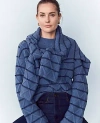 Ann Taylor Weekend Collection Diamond Cable Stripe Sweater In Blue Multi