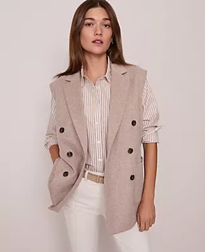 Ann Taylor Weekend Collection Double Breasted Vest In Neutral