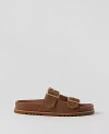 Ann Taylor Weekend Collection Double Buckle Suede Sport Sandals In Dark Taupe