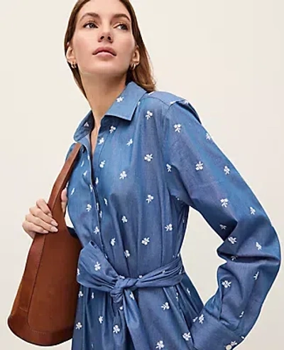 Ann Taylor Weekend Collection Embroidered Belted Dress In Animal Print