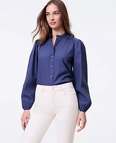 Ann Taylor Weekend Collection Embroidered Collar Blouse In Multi