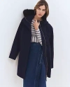 Ann Taylor Weekend Collection Faux Fur Trim Duffle Coat In Night Sky