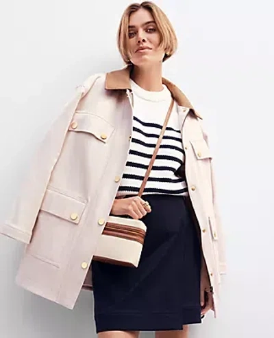 Ann Taylor Weekend Collection Faux Leather Collared Jacket In Tahini