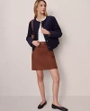 Ann Taylor Weekend Collection Faux Suede Belted A-line Skirt In Brown