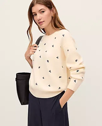 Ann Taylor Weekend Collection Floral Embroidered Sweater
