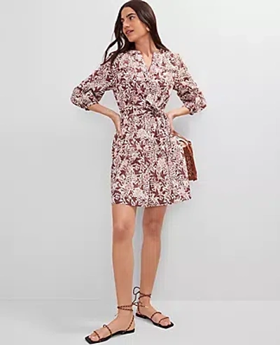 Ann Taylor Weekend Collection Floral  Puff Sleeve Dress