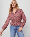 Ann Taylor Weekend Collection Floral Tie Waist Popover Top
