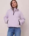 Ann Taylor Weekend Collection Half-zip Sherpa Pullover In Purple