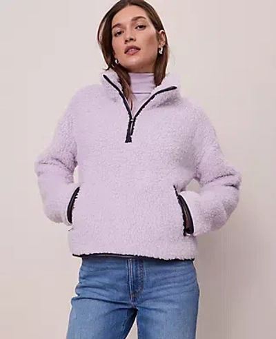 Ann Taylor Weekend Collection Half-zip Sherpa Pullover In Purple