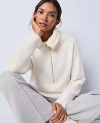 Ann Taylor Weekend Collection Half-zip Sweater In Neutral